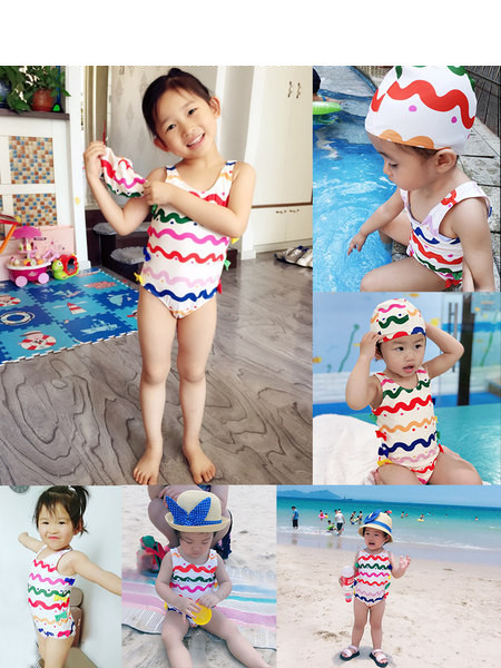 Värviline paeltega ujumistrikoo tüdrukutele