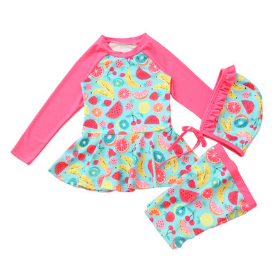 Kolmeosaline tüdrukutele sobiv laste ujumistrikoo