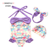 Kahes värvitoonis paela ja lipsudega laste ujumistrikoo