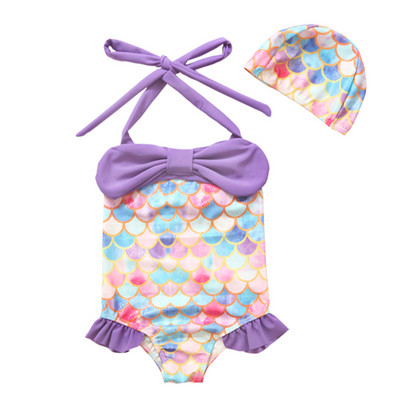 Kahes värvitoonis paela ja lipsudega laste ujumistrikoo