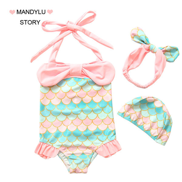 Kahes värvitoonis paela ja lipsudega laste ujumistrikoo