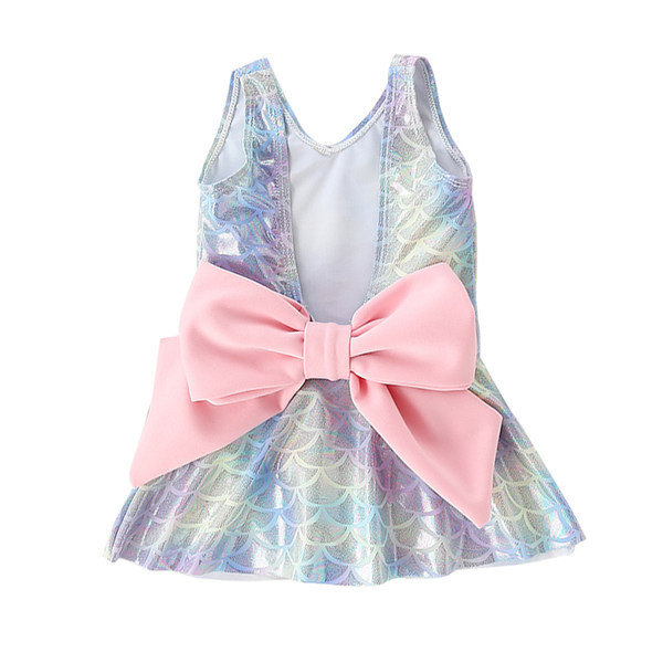 Värviline roosa paelaga laste ujumistrikoo tüdrukutele