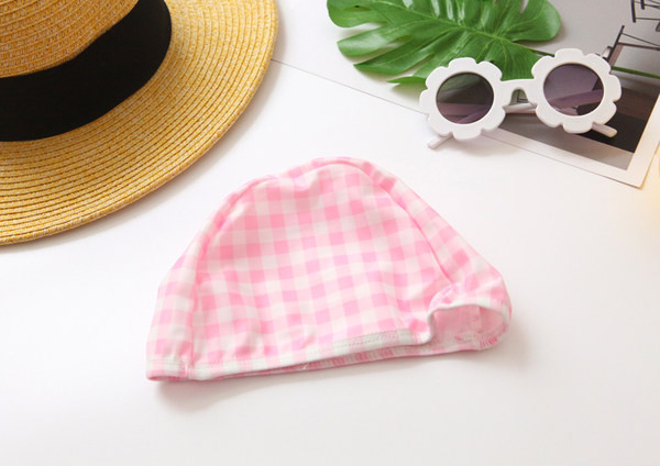 Dječji karirani kupaći kostim roze boje za djevojčice