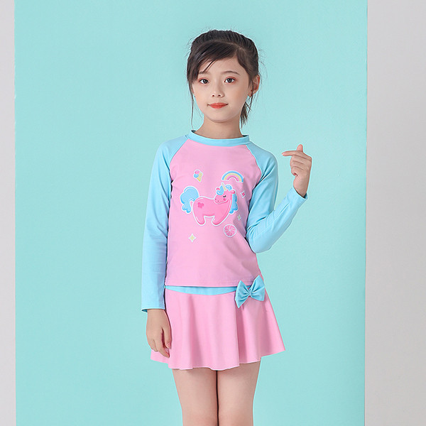 Dječji cijeli kupaći kostim s dugim rukavima i aplikacijom