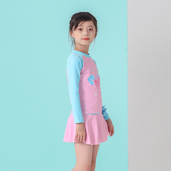 Dječji cijeli kupaći kostim s dugim rukavima i aplikacijom