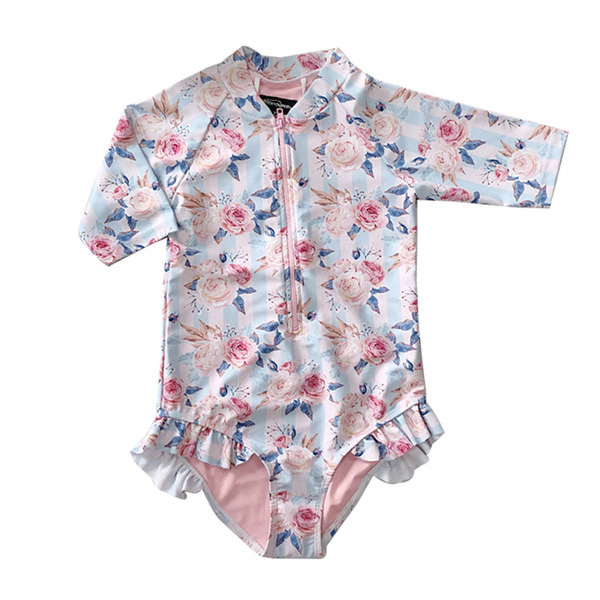 Laste ujumistrikoo 3/4 varrukatega lilledega - täismudel