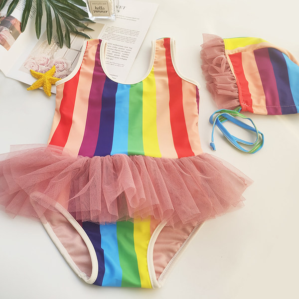 Laste täistriibuline tülliga ujumistrikoo