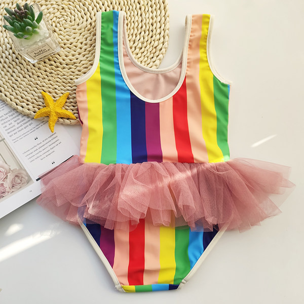 Laste täistriibuline tülliga ujumistrikoo