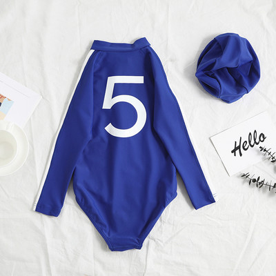 Päikesekaitsega ujumistrikoo pikkade varrukatega tüdrukutele