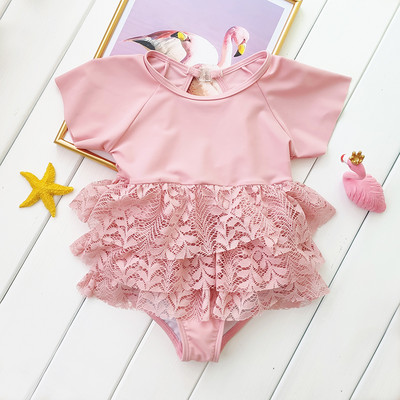 Dječja haljina u obliku kupaćeg kostima s čipkom za djevojčice