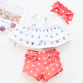 Uut mudelit kaheosaline täppidega laste ujumistrikoo tüdrukutele