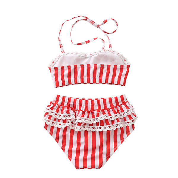 Laste triibuline ujumistrikoo tüdrukutele