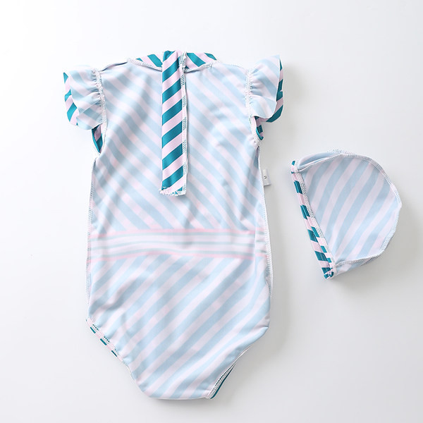Dječji kupaći kostim na pruge s aplikacijom za djevojčice