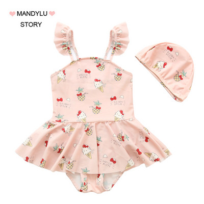 Laste kaheosaline roosa ujumistrikoo tüdrukutele