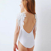 Pilns peldkostīms ar 3D spārniem - baltā krāsā