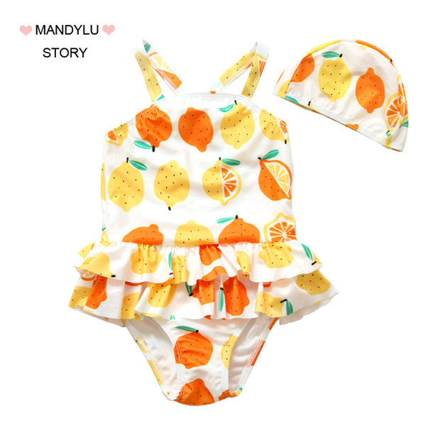 Rihmade ja värvilise mustriga laste ujumistrikoo