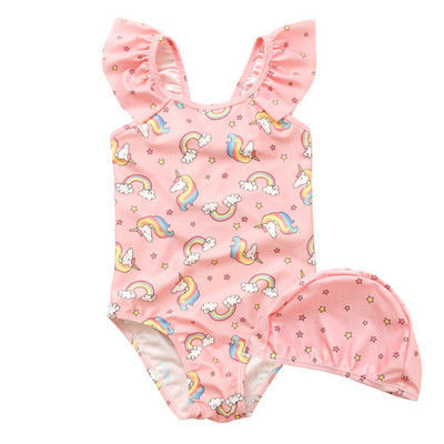 Kahes värvitoonis värvimustriga laste ujumistrikoo