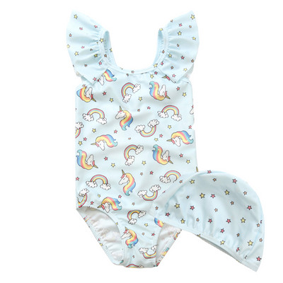 Kahes värvitoonis värvimustriga laste ujumistrikoo