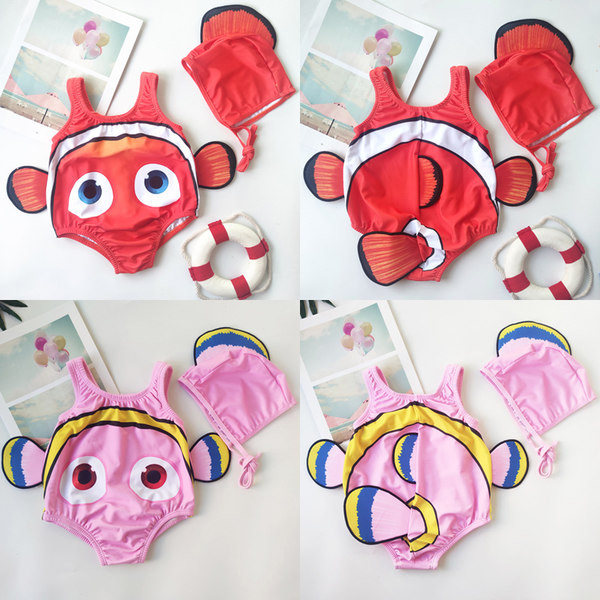 3D-elemendiga laste täisujumistrikoo tüdrukutele