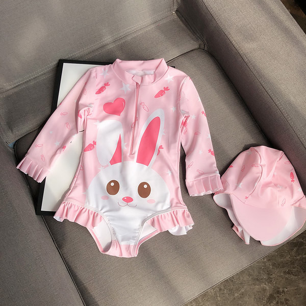 Dječji cijeli kupaći kostim s aplikacijom dugih rukava i patentnim zatvaračem