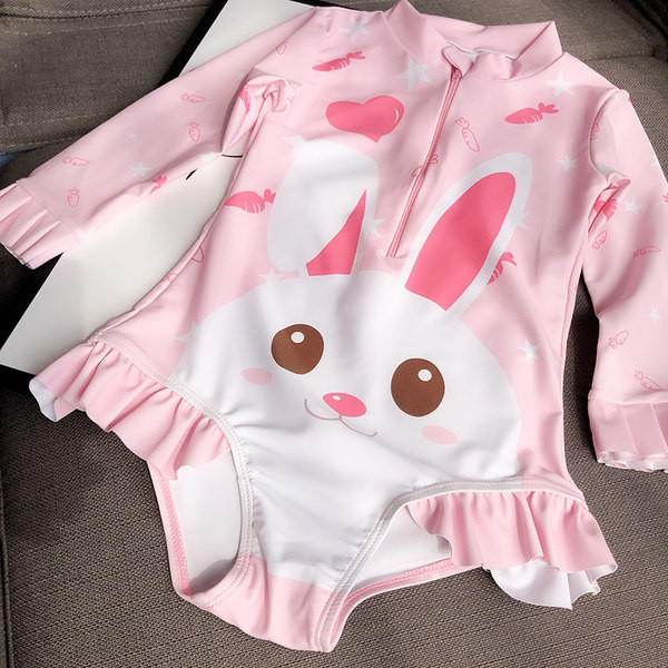 Dječji cijeli kupaći kostim s aplikacijom dugih rukava i patentnim zatvaračem