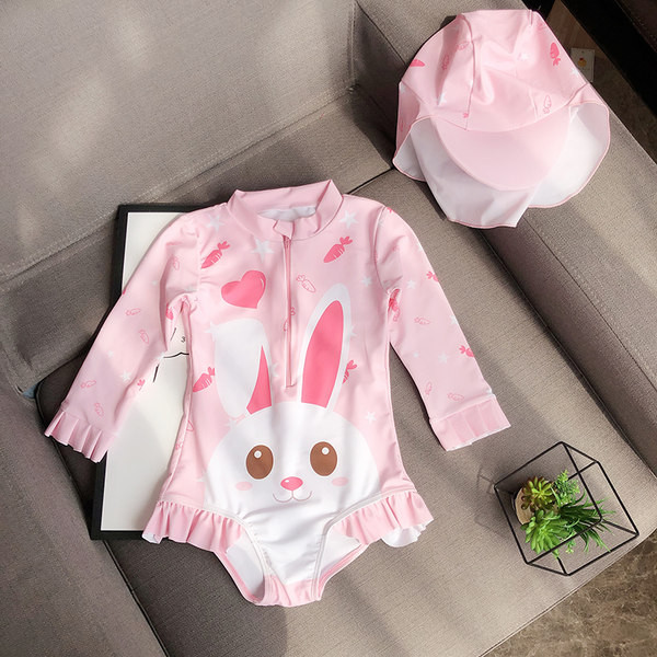 Dječji cijeli kupaći kostim s aplikacijom dugih rukava i patentnim zatvaračem