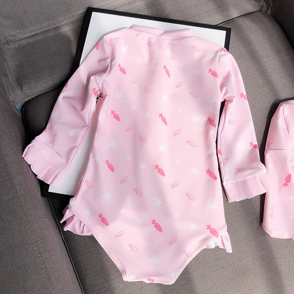 Dječji cijeli kupaći kostim s aplikacijom dugih rukava i patentnim zatvaračem