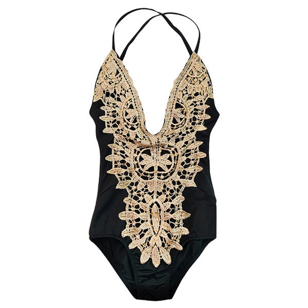 Модерен детски цял бански с дантела