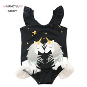 Dječji kupaći kostim crne boje s aplikacijom