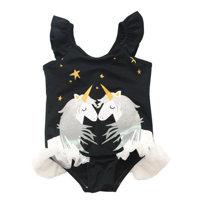 Dječji kupaći kostim crne boje s aplikacijom