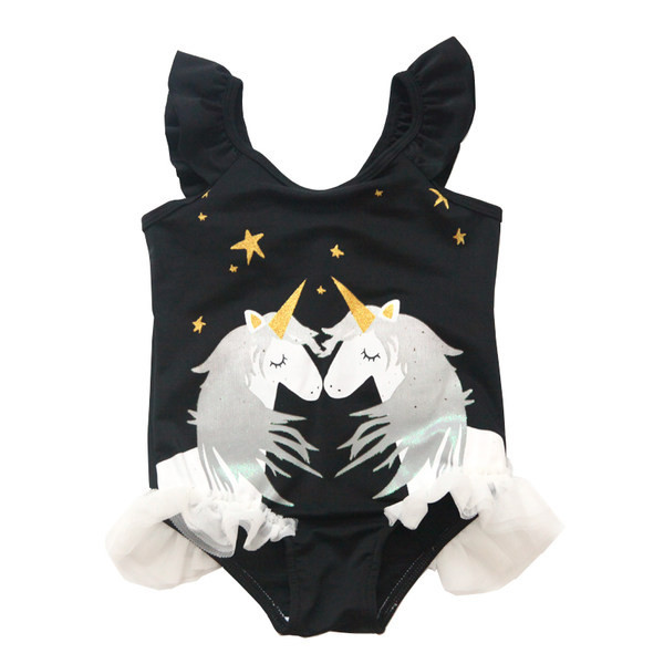 Dječji kupaći kostim crne boje s aplikacijom