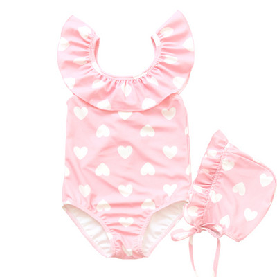 Детски цял бански костюм в розов цвят