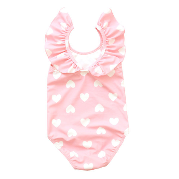 Детски цял бански костюм в розов цвят 