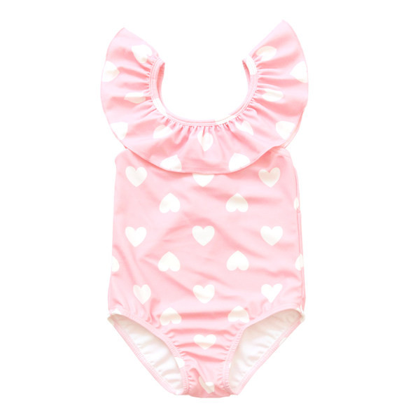Детски цял бански костюм в розов цвят 