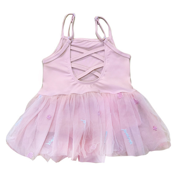 Dječji kupaći kostim s tankim naramenicama i tuljanom suknjom