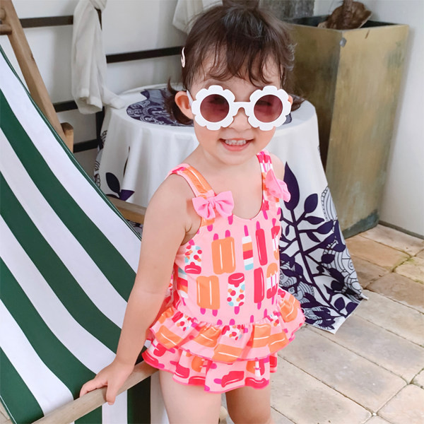 Laste ujumistrikoo roosade paeltega