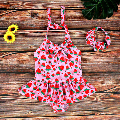 Dječji kupaći kostim s trakom-za djevojčice