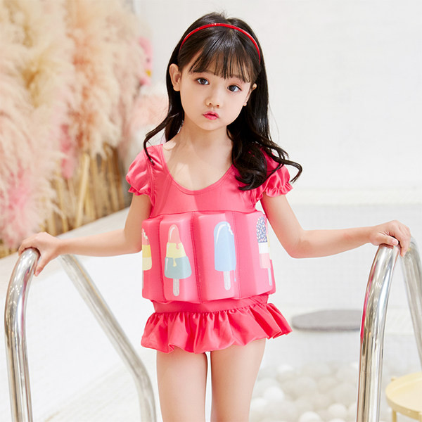 Dječji kupaći kostim s aplikacijama i kovrčama za djevojčice