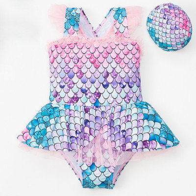 Нов модел цветен бански костюм за момичета