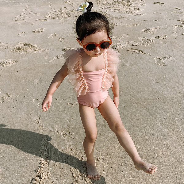 Dječji cijeli kupaći kostim s trakom i kovrčama