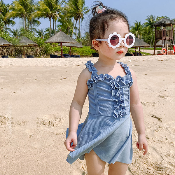 Dječji cijeli kupaći kostim s trakom i kovrčama