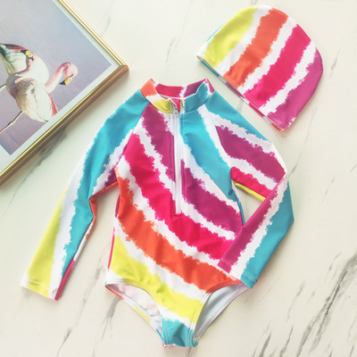 Laste täisujumistrikoo pikkade varrukate ja lukuga