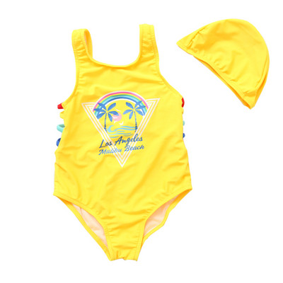 Aplikatsiooniga kollane laste ujumistrikoo