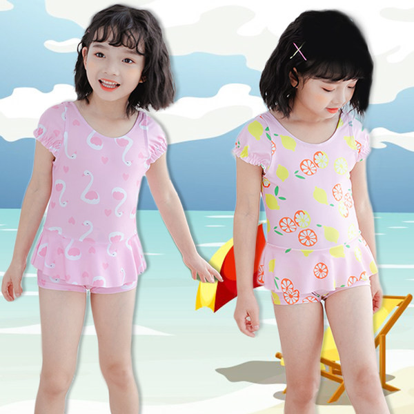 Laste täielik ujumistrikoo lokkide ja flamingo aplikatsiooniga