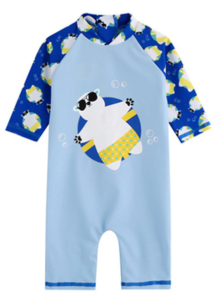 Παιδικό ολόσωμο μαγιό με απλικέ για κορίτσια και αγόρια σε δύο χρώματα