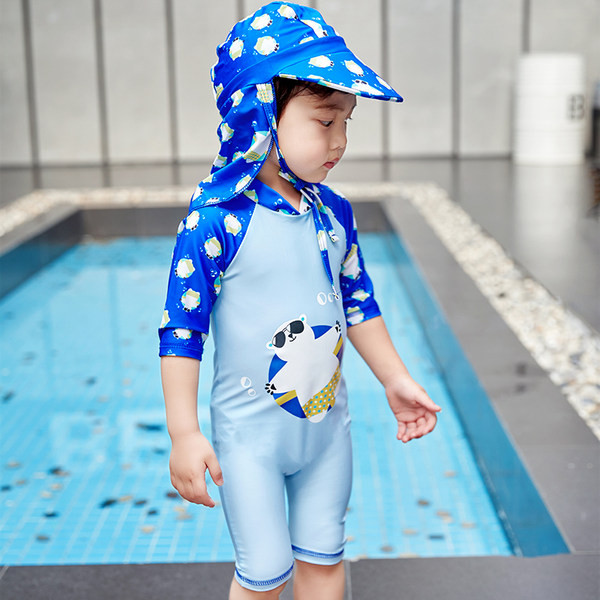 Παιδικό ολόσωμο μαγιό με απλικέ για κορίτσια και αγόρια σε δύο χρώματα