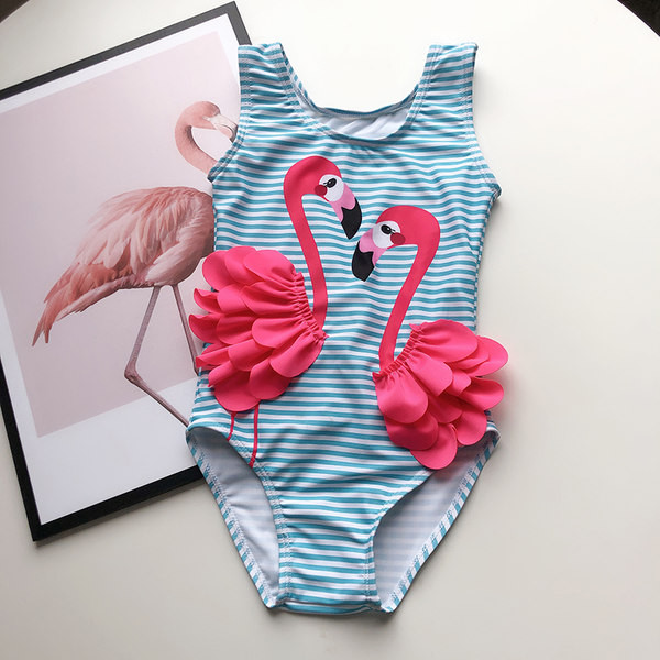 Dječji cijeli kupaći kostim s 3D aplikacijom flaminga