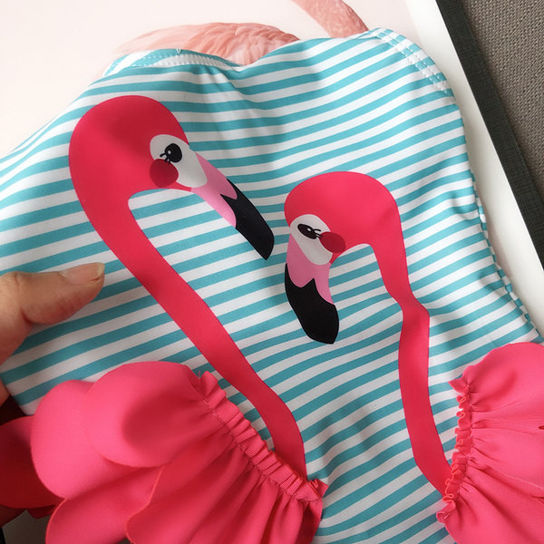 Dječji cijeli kupaći kostim s 3D aplikacijom flaminga