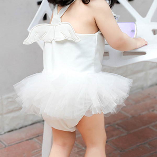 Dječji cijeli kupaći kostim s čipkom i tankim naramenicama