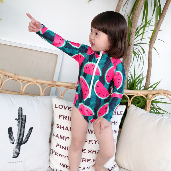 Dječji kupaći kostim za sunčanje s dugim rukavima i patentnim zatvaračem